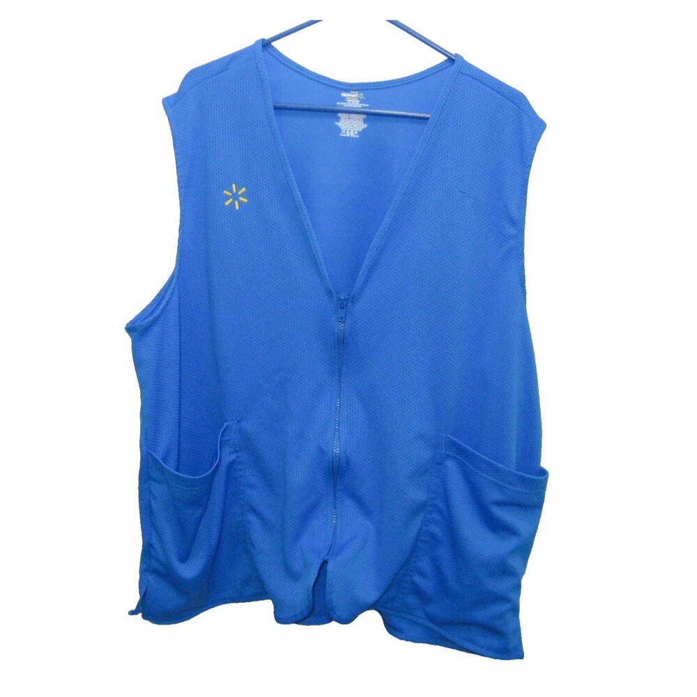 Walmart Employee Vest Womens Size 2XL Blue Sleeveless Work Store Uniform Top
